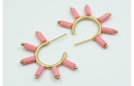 Pendientes de aro semicerrado con corales pegados 