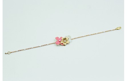 Pulsera con cadena oro mate y bola esmaltada blanc