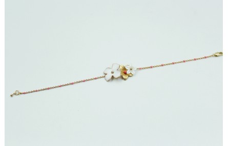 Pulsera con cadena oro mate y bola esmaltada blanc