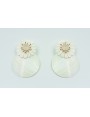 Pendientes flor nacar 38mm con perno esmaltado ros