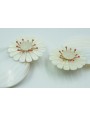 Pendientes flor nacar 38mm con perno esmaltado ros