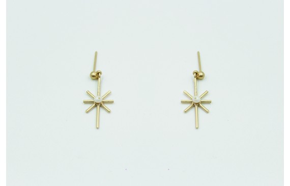 Pendientes colgante rayo de sol 3-3,2mm con perla 