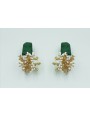 Pendientes perno martilleado verde mate con coral 