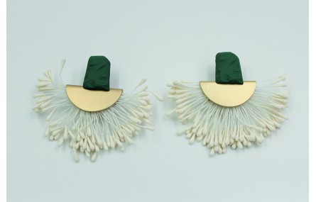 Pendientes perno martilleado verde mate y colgante