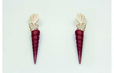 Pendientes perno concha 18x20mm en oro mate y blan