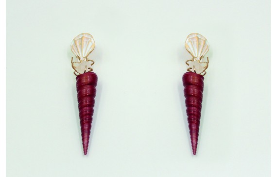 Pendientes perno concha 18x20mm en oro mate y blan