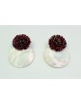 Pendientes con roseton 25mm de esmaltes granates y