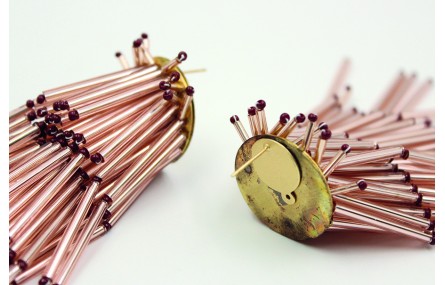 Pendientes cascada de tubos de cristal en tono cob