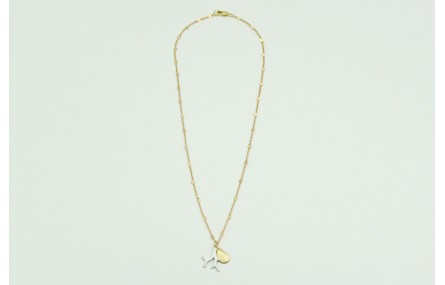 Solitario cadena de eslabon pequeño en oro matey c