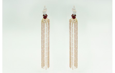 Pendientes perno caracola 24x10mm con cadena oro m