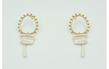 Pendientes pernos ovalado con bolitas 25x28mm con 