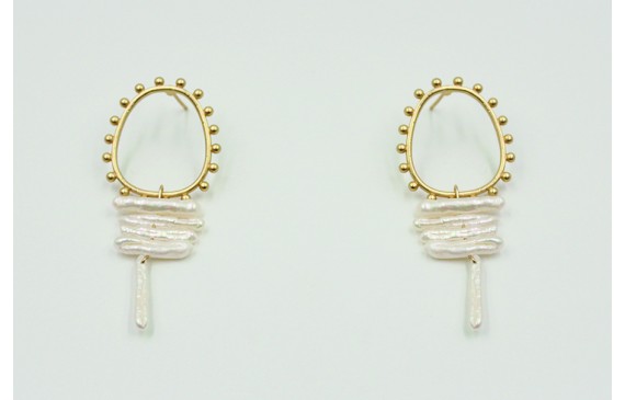 Pendientes pernos ovalado con bolitas 25x28mm con 