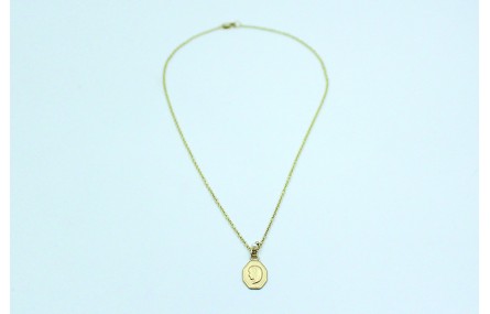 Solitario cadena eslabón pequeño oro mate con chap