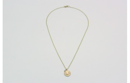 Solitario cadena eslabón pequeño oro mate con chap