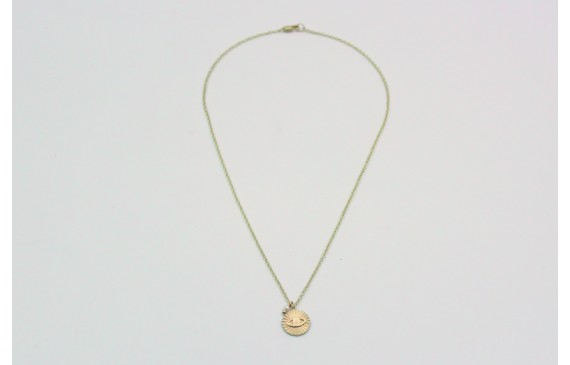 Solitario cadena eslabón pequeño oro mate con chap