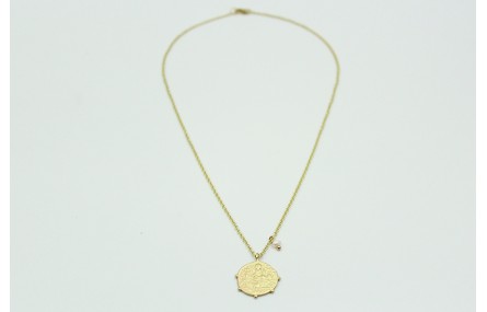 Solitario cadena eslabón pequeño oro mate con chap