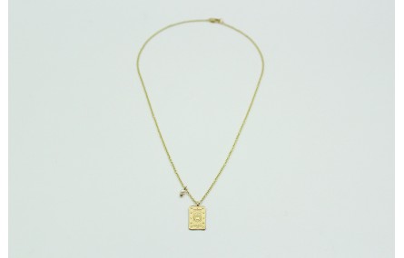 Solitario cadena eslabón pequeño oro mate con chap