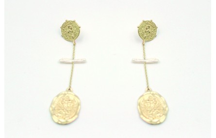 Pendientes perno chapa santo 17mm con colgante de 