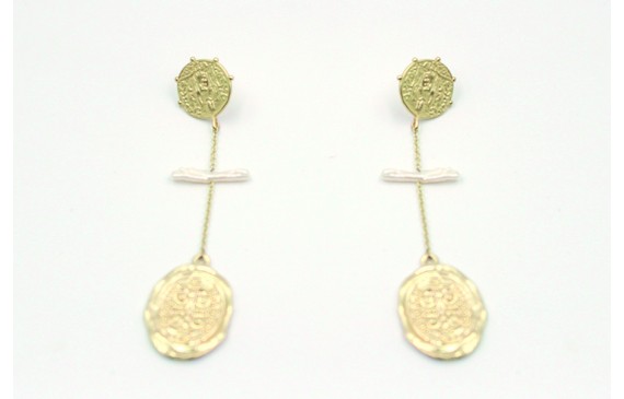 Pendientes perno chapa santo 17mm con colgante de 