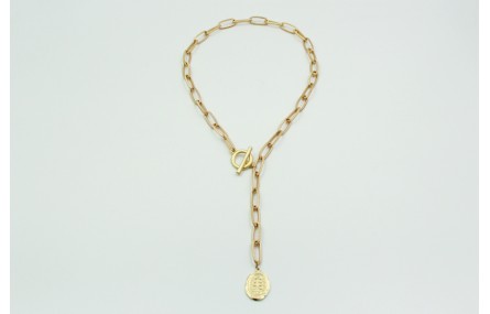 Collar de cadena eslabón ovalado estriado con bola