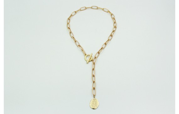 Collar de cadena eslabón ovalado estriado con bola