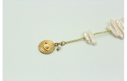 Pulsera con listones de perla y cadena eslabón peq