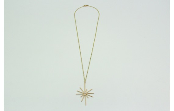 Collar con cadena eslabón pequeño oro mate y colga