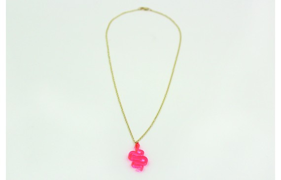 Solitario serpiente metacrilato rosa fluor con cad