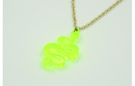 Solitario serpiente metacrilato verde fluor con ca