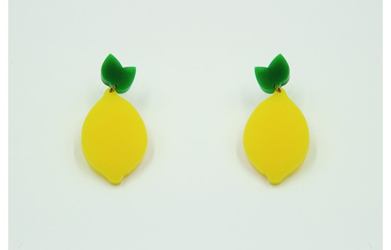 Pendientes con forma de limón en metacrilato amari