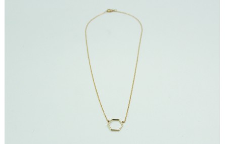 Solitario con hexágono en latón y cadena de eslabó