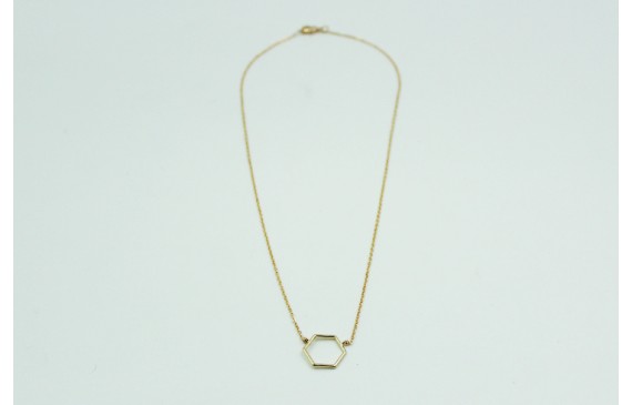 Solitario con hexágono en latón y cadena de eslabó