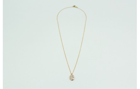 Solitario chapa con cruz de brillos en latón y cad