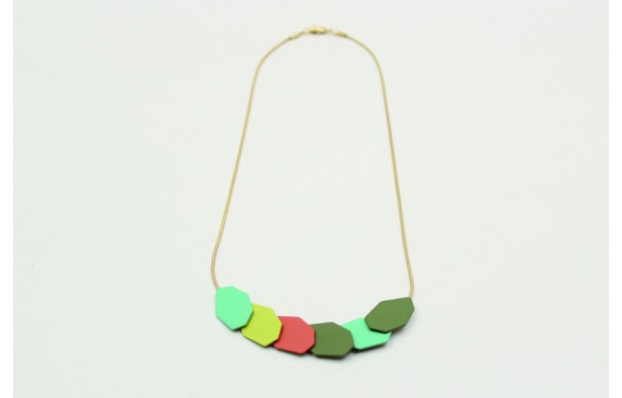 Collar de cadena cordón oro mate y esmaltes mates 