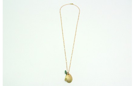 Solitario con cadena de eslabón pequeño oro mate c