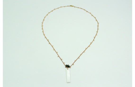 Solitario con cadena de eslabón pequeño oro mate c