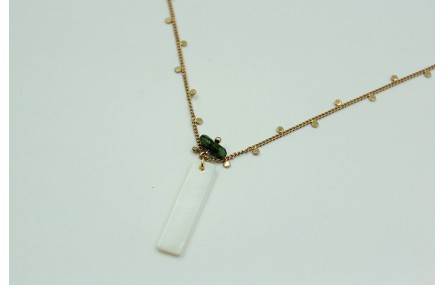 Solitario con cadena de eslabón pequeño oro mate c