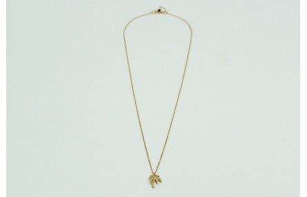 Solitario con cadena de eslabón pequeño dorado y c