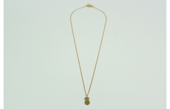 Solitario con cadena de eslabón pequeño dorado y c