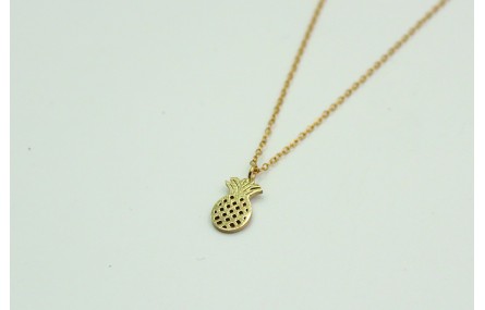 Solitario con cadena de eslabón pequeño dorado y c