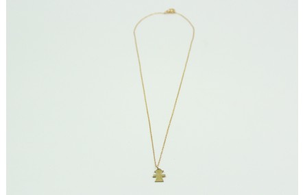 Solitario con cadena de eslabón pequeño dorado y c