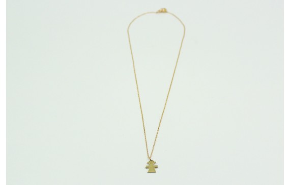 Solitario con cadena de eslabón pequeño dorado y c