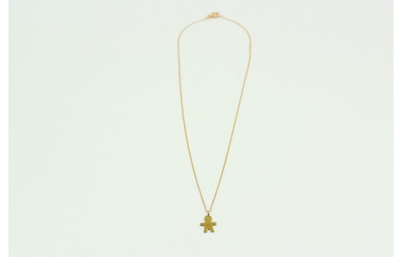 Solitario con cadena de eslabón pequeño dorado y c