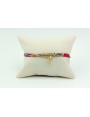 Pulsera lazo liberty crudo con flores rojas, morad