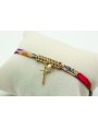 Pulsera lazo liberty crudo con flores rojas, morad