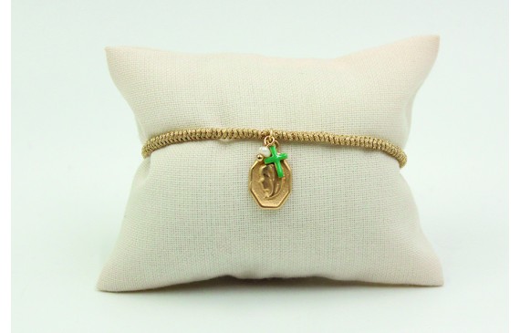 Pulsera entera nudo serpiente oro palido con virge