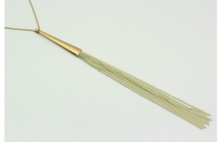 Collar con cadena de bolas oro mate y fleco con ca