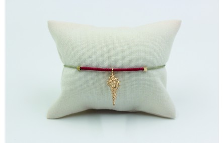 Pulsera de macrame verde piedra con miyuki granate