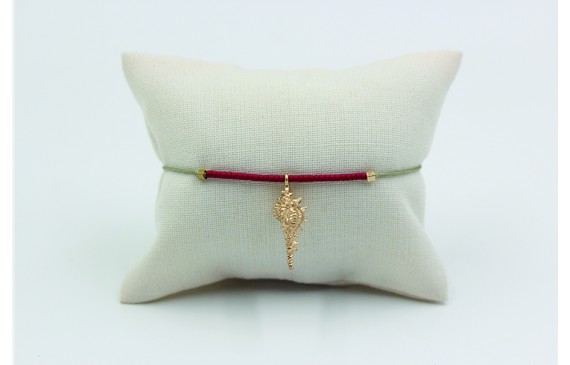 Pulsera de macrame verde piedra con miyuki granate