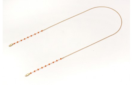 Cuelga mascarilla de cadena bolas facetadas naranj